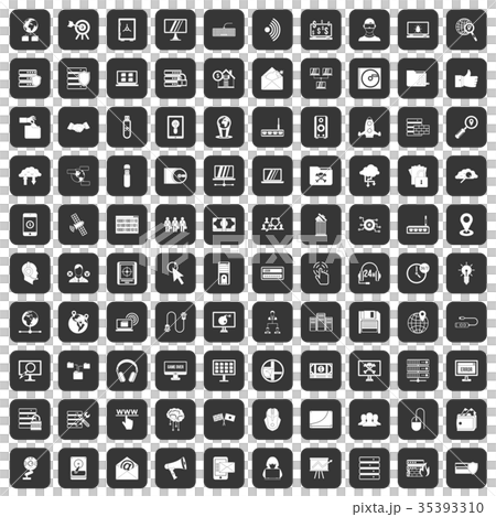 100 cyber security icons set black 35393310