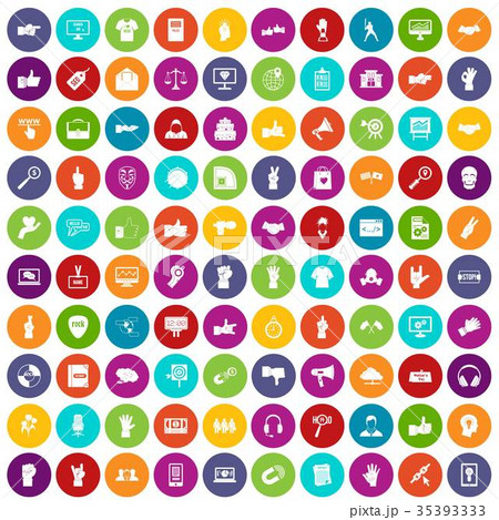 100 different gestures icons set color 35393333