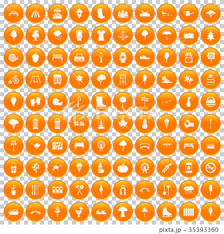 100 park icons set orange 100 park icons set orange 35393360