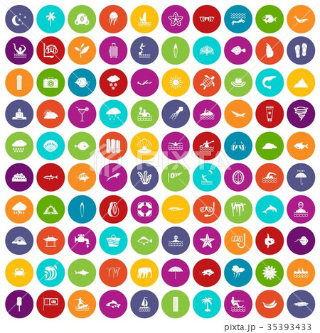 100 diving icons set color 35393433