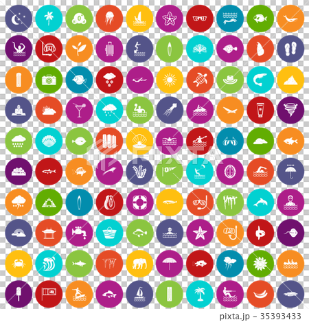 100 diving icons set color 35393433