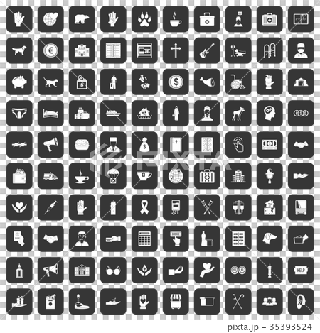 100 donation icons set black 35393524