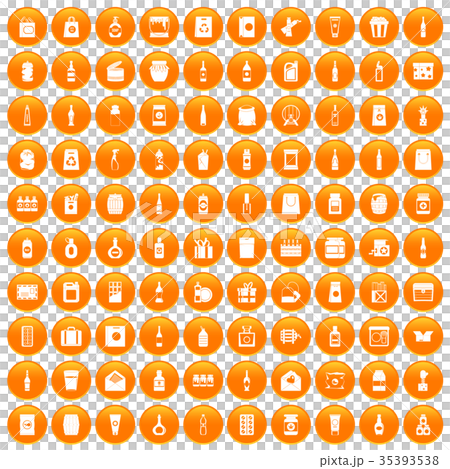 100 packaging icons set orangeのイラスト素材 [35393538] - PIXTA