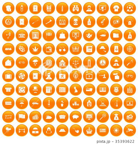 100 police icons set orange 100 police icons set orange 35393622