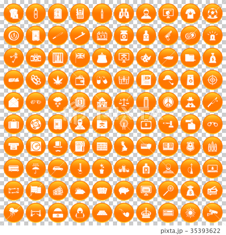 100 police icons set orange 100 police icons set orange 35393622