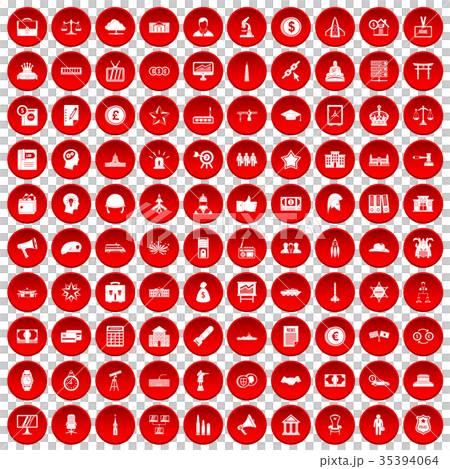 100 government icons set red 35394064