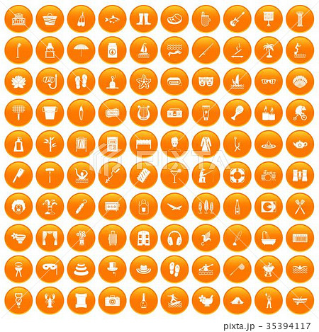 100 recreation icons set orange 100 recreation icons set orange 35394117