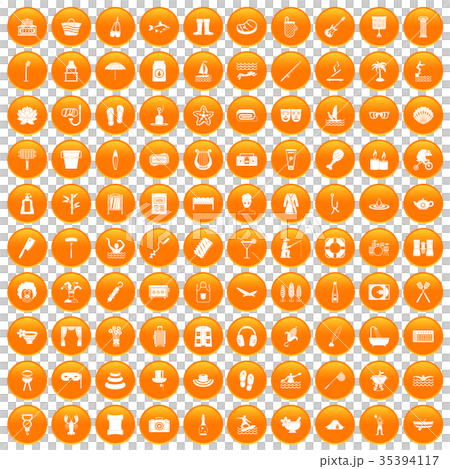 100 recreation icons set orange 100 recreation icons set orange 35394117