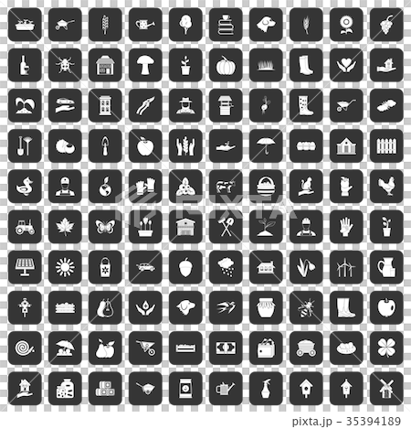100 farm icons set black 35394189