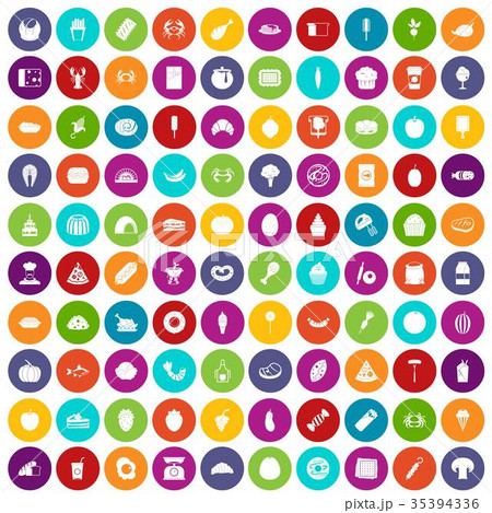 100 favorite food icons set color 35394336