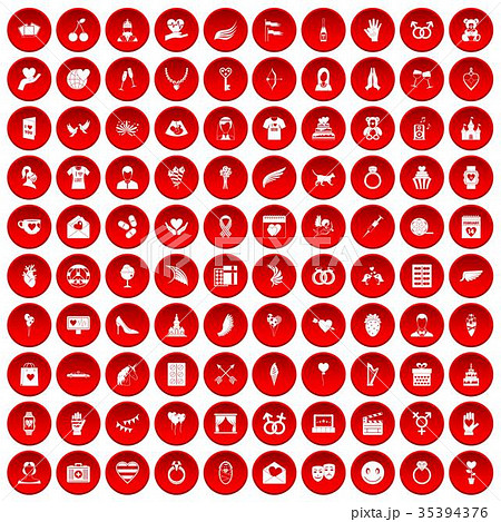100 heart icons set red 100 heart icons set red 35394376