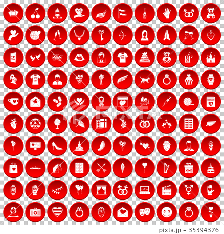 100 heart icons set red 100 heart icons set red 35394376