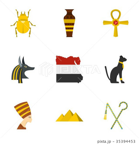 Egyptian pyramids icons set, cartoon style 35394453