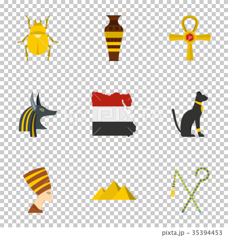 Egyptian pyramids icons set, cartoon style 35394453