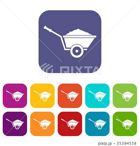 Garden wheelbarrow icons set Garden wheelbarrow icons set 35394558