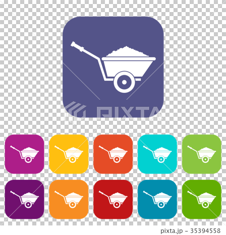 Garden wheelbarrow icons set Garden wheelbarrow icons set 35394558