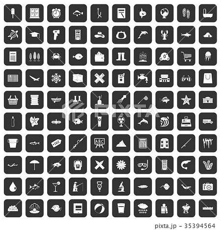 100 fish icons set black 35394564