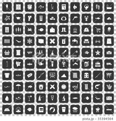100 fish icons set black 35394564