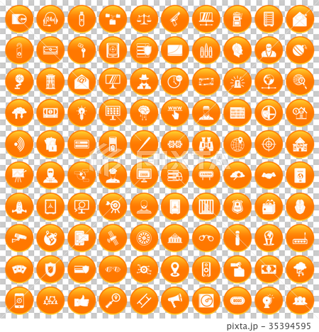 100 security icons set orange 35394595