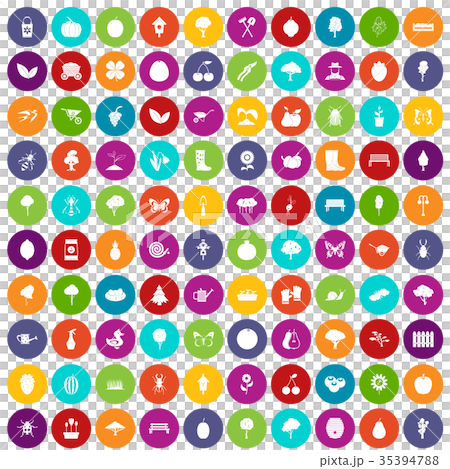 100 gardening icons set color 35394788