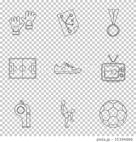 Football things icons set, outline style Football things icons set, outline style 35394866