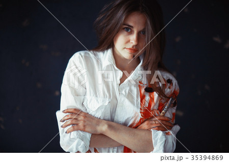 Young european artist girl, art, paintings, fantasy Young european artist girl, art, paintings, fantasy 35394869