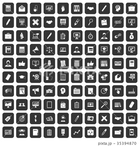 100 finance icons set black 35394870