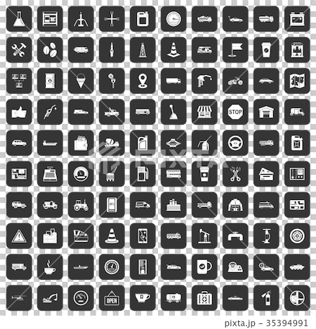 100 gas station icons set black 35394991
