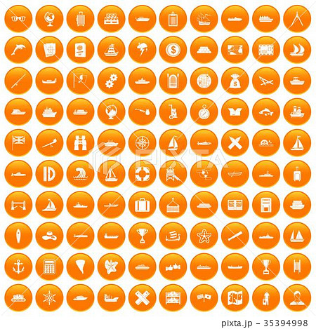 100 shipping icons set orange 35394998