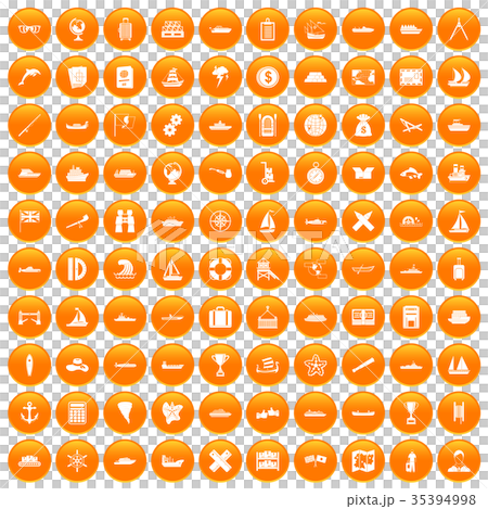 100 shipping icons set orange 35394998