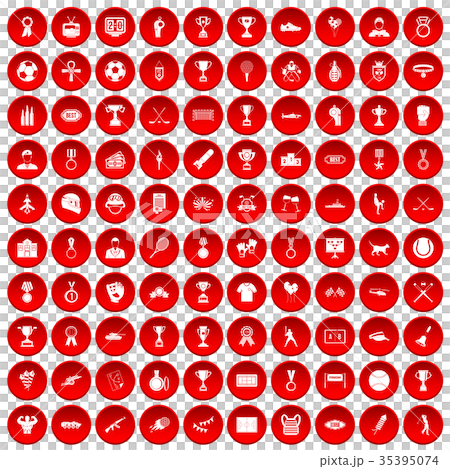 100 medal icons set red 100 medal icons set red 35395074