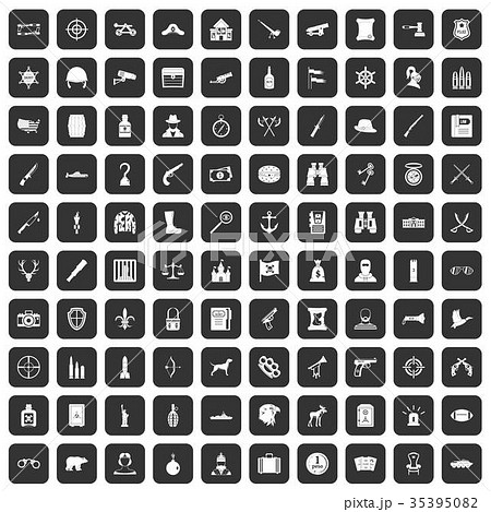 100 guns icons set black 35395082