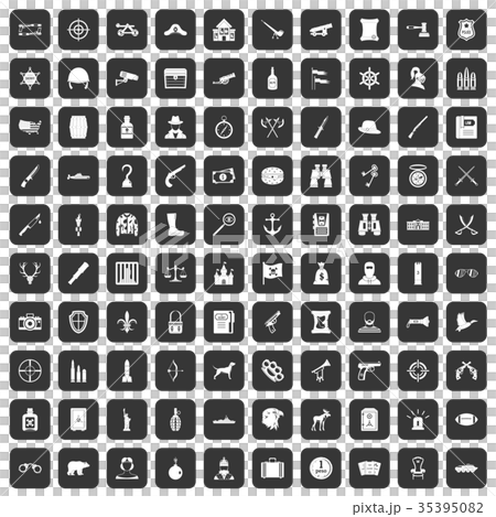 100 guns icons set black 35395082