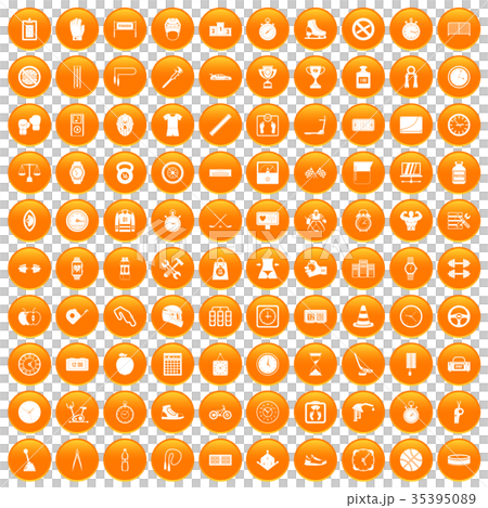 100 stopwatch icons set orange 35395089