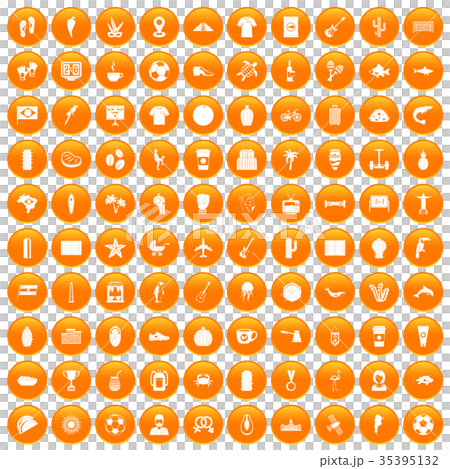 100 South America icons set orange 100 South America icons set orange 35395132