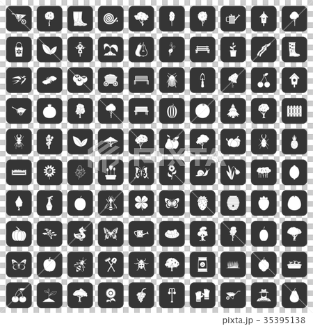 100 gardening icons set black 100 gardening icons set black 35395138