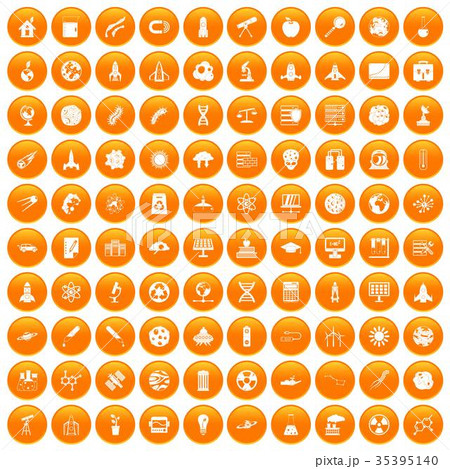 100 space icons set orange 100 space icons set orange 35395140