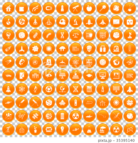 100 space icons set orange 100 space icons set orange 35395140