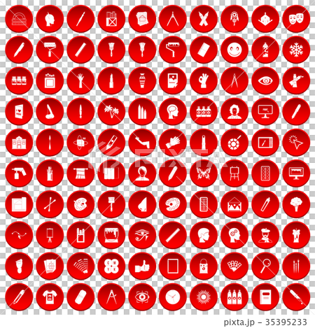 100 paint icons set red 35395233