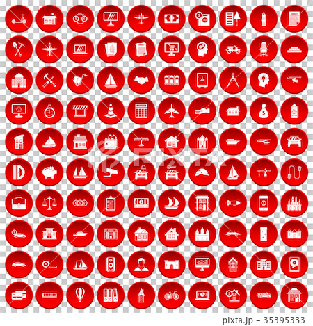 100 private property icons set red 35395333