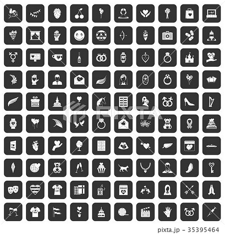 100 heart icons set black 35395464