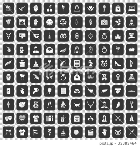 100 heart icons set black 35395464