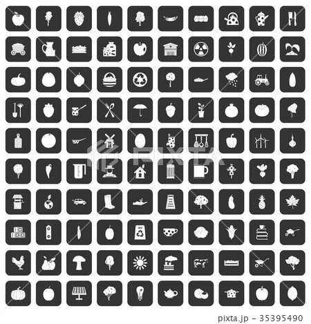 100 health food icons set black 100 health food icons set black 35395490