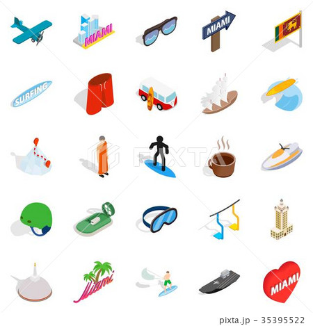 Escapade icons set, isometric style 35395522