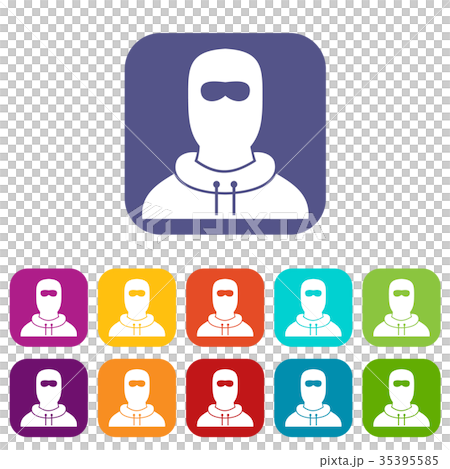 Man in balaclava icons set Man in balaclava icons set 35395585