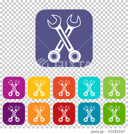 Crossed spanners icons set Crossed spanners icons set 35395587