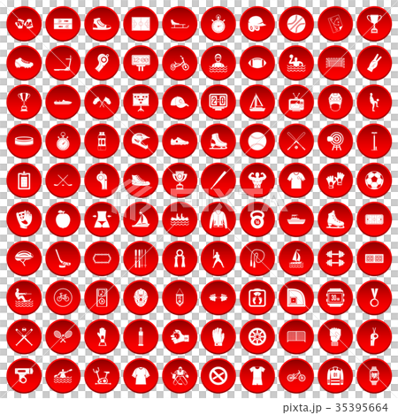100 sport team icons set red 35395664
