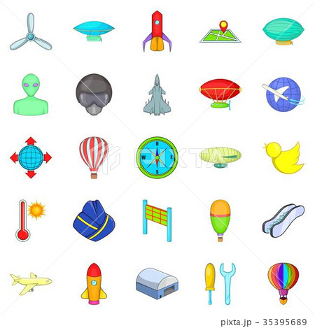 Space flight icons set, cartoon style Space flight icons set, cartoon style 35395689