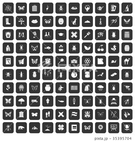 100 insects icons set black 100 insects icons set black 35395704