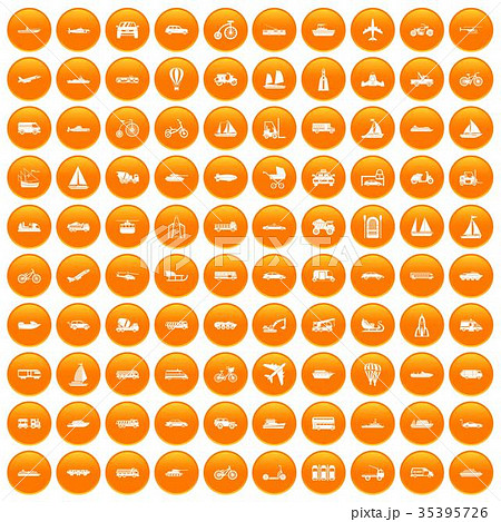 100 transportation icons set orange 35395726